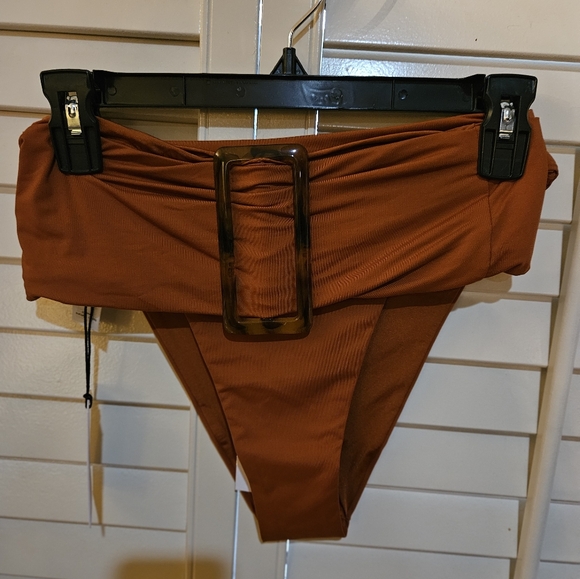 WeWoreWhat Rust Bandeau Bikini with Belt Detail - Picture 2 of 2